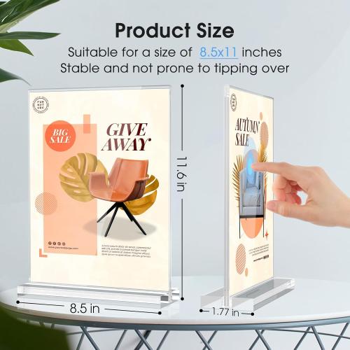 MaxGear Acrylic Sign Holder 8.5 x 11 Double Sided Menu Holder, 1 Pack