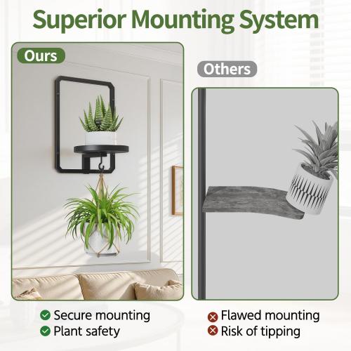 LASZOLA Plant Picture Frame Holder Shelf Wall Window Indoor, 2 Pcs Black