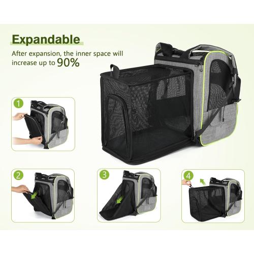 Grey Pecute Cat Carrier Backpacks, Expandable Cat Backpack with Breathable Mesh, Pet Carrier Backpack for Cats Small Dogs Puppies, Dog Carrier Backpack Great for Travel Hiking Camping Outdoor