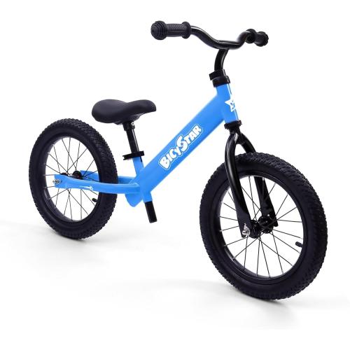 14 Inch Balance Bike for Kids 3-6 Year Old, No Pedals, Air Rubber Tires, Adjustable Height, Pedalless Bicycle for Boys, Girls, Blue