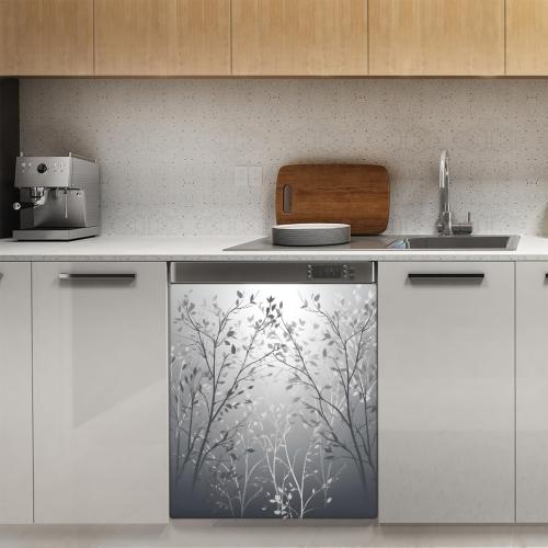Dishwasher Magnet Cover, Grey Tree Waterproof Fade-Resistant Decorative Cover, Durable Magnetic Panel for Dishwasher