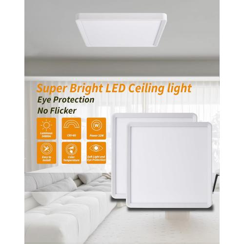 Square Led Flush Mount Ceiling Light,16 Inch 40w 3820lm led Light 3000k,4000k,6000k CCT Selectable,Flat Panel Super Slim Led Ceiling Light Fixture,for Living Dining Kitchen Bedroom Room (2Pack-White)