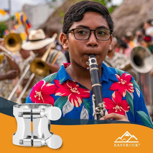 EASTROCK Silver Clarinet Ligature and Plastic Cap SET Instrument Accessories
