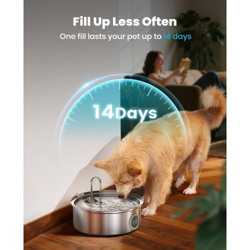 oneisall Dog Water Fountain, 7L/230oz/1.8G Quiet Dog Fountain Water Bowl, Stainless Steel Dog Water Fountain with Visual Water Level&Triple Filtration for Large Medium Small Breed Dogs Pets