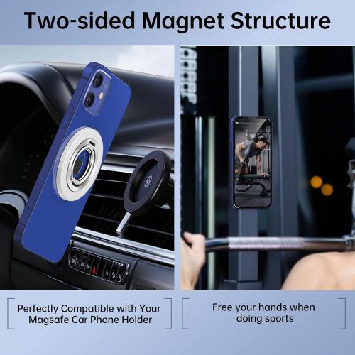 SYNCWIRE Magnetic Phone Ring Holder for MagSafe, 360° Rotation Cell Phone Grip Stand Finger Ring Kickstand Two-Sided Magnet Compatible with iPhone 17 Pro Max 16 15 14 13 12 MagSafe Accessories