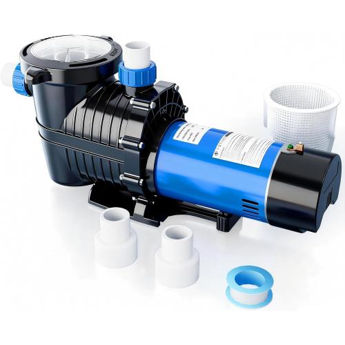 FOTING In/Above Ground Pool Pump, Self Primming Pool Pump High Flow 1.5 & 2 NPT Inlet Connectors, Blue