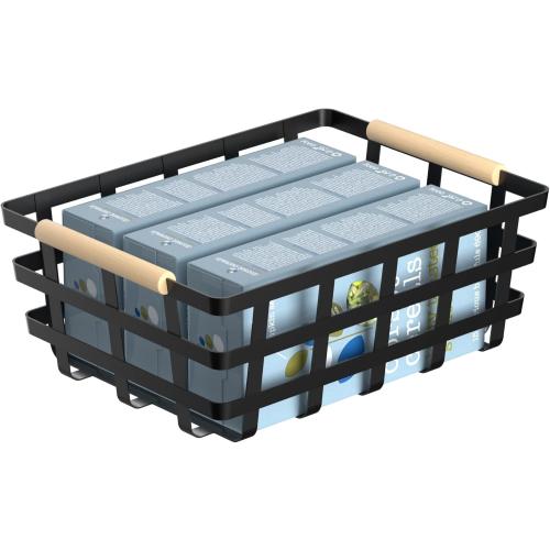 Wire Metal Baskets Metal Wire Food Storage Basket Organizer Farmhouse Baskets Bin Metal Wire Food Storage Basket Organizer with Wood Handles for Pantry Cabinets