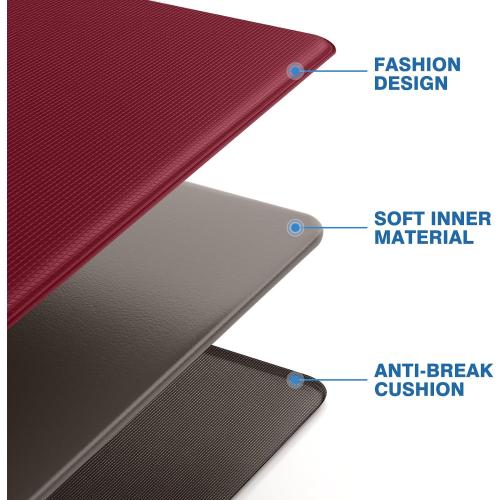 StepRite Kitchen Mats, 2PCS Kitchen Rugs, Cushioned Anti Fatigue Kitchen Mats for Floor, Non-Slip Standing Desk Mat, Waterproof Kitchen Rug Set for Kitchen, Floor, Office, 17.3x30 17.3x47, Red