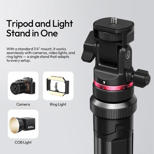 ULANZI MT-80 Aluminum Tripod Stand, 7FT Extendable Camera Phone Tripod for Travel, Auto Pop-Up, 1/4 Screw, 360 Ball Head Portable Photo Video Light Stand for DSLR Camera, Ring Light, Video Rig