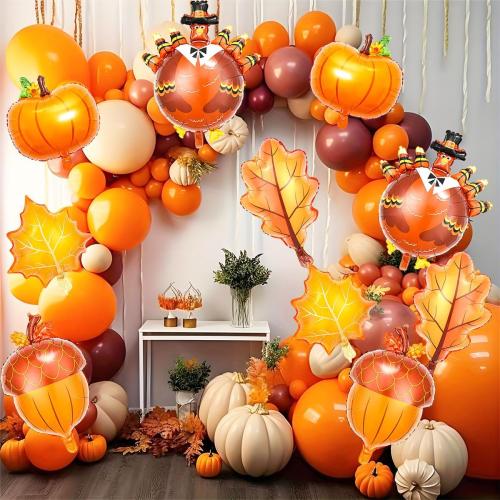 10Pcs Fall Thanksgiving Balloons - 32Inch Large Turkey Balloons - Pumpkin Foil Balloon for Thanksgiving Party Decorations Supplies - Fall Theme Party Decorations