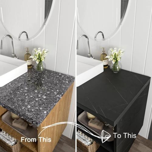 Decotalk 30x400 Black Marble Contact Paper, Countertop Contact Paper Black, Black Countertop Marble Contact Paper Peel and Stick, Black Marble Wallpaper Removable, Marble Contact Paper for Kitchen