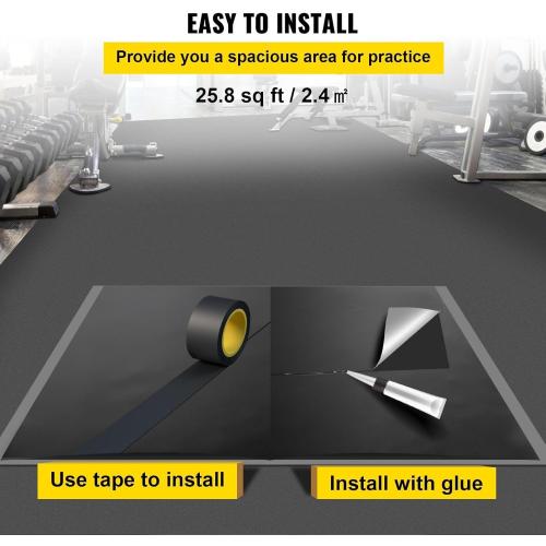 PVC Dance Floor, 6.6x3.9ft, 0.06in Thick, Black/Grey Reversible, Non-Slip, Ballet, Jazz, Hip Hop, Modern Dance, Home, Studio, Gym