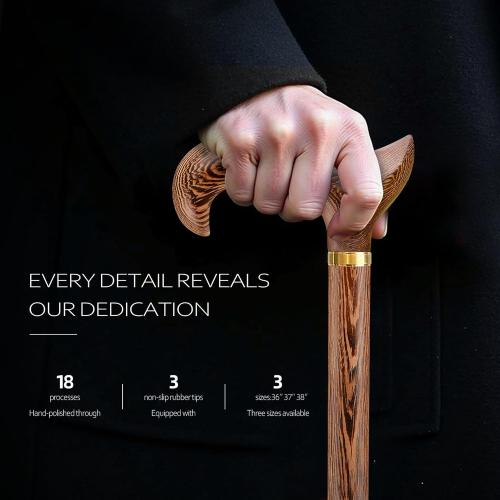 Walking Cane, Available in Multiple Inches Wooden Cane Support up to 300 Lbs, Suitable for Fancy Wooden Walking Cane for Men and Women with Extreme Demands