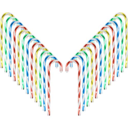 Anordsem Solar Christmas Decorations Outdoor: 21 Candy Cane Stake Lights 24 Pack - Waterproof LED 8 Colorful Lighting Models for Yard Pathway Xmas Tree Decor - 2026 New Year Gifts for Homeowners