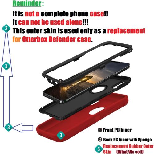 Replacement TPE Rubber Outer Skin Shell Compatible with Samsung Galaxy S22 Otterbox Defender Series Case (Black)