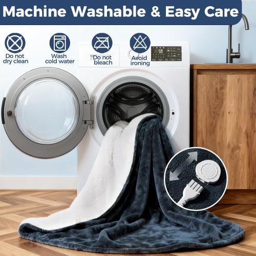 Electric Heated Blanket, Soft Flannel Fabric Heating Blanket Features 5-Level Temperature Adjustment Machine Washable ETL Certified Double-Sided Heating