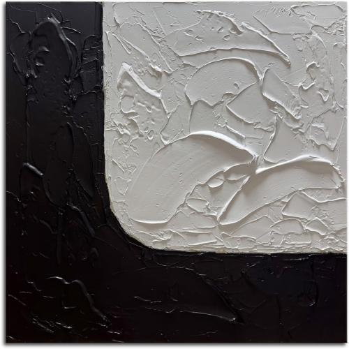 zoinart Hand Painted Black and White Texture Wall Art Abstract Paintings Minimalist Contemporary Wall Art for Home Decorations 24L x 24W