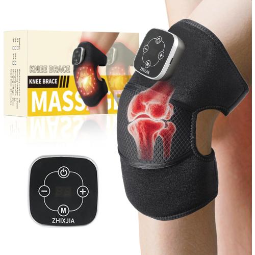 Knee Massager Smart with Heat, Red Light and Massage Therapy, 3 Vibration Modes and 5 Heating Levels, 2026 Updated Edition, Wireless Magnetic Attraction Controller, Gifts for Grandma & Grandpa, Grey