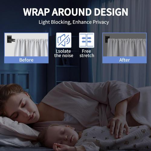 ZYRW Black Curtain Rods, Room Darkening Curtain Rod for Windows 66 to 120 Inches(5.5-10Ft), Wrap Around Rods, Adjustable Heavy Duty Blackout Drapery Rod, Window Treatment, Matte Black