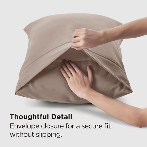 Bedsure Queen Pillow Cases Set of 2 - Khaki Brushed Microfiber Pillowcase 2 Pack, Super Soft Pillowcase, Pillow Case Covers with Envelope Closure, Wrinkle, Fade and Stain Resistant, 20x30 Inches