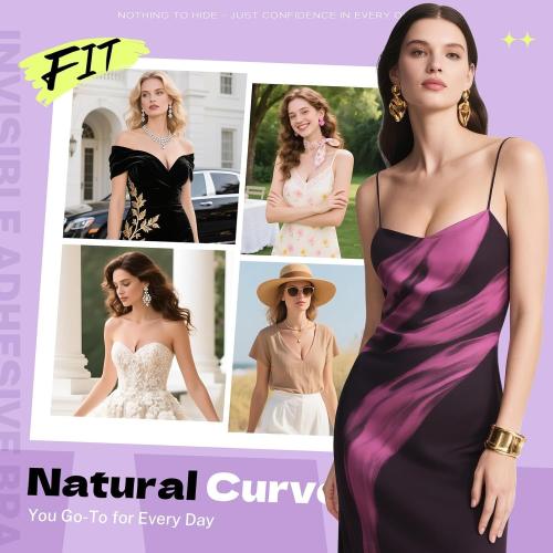 Invisible Strapless Sticky Bra Push up for Women, Ultra Adhesive Bra for Backless Dress, Cleavage Bra Lift Novelty Bras
