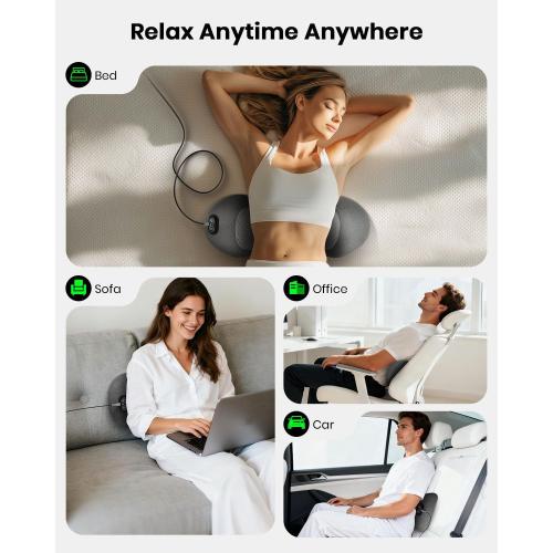 Triple Fusion Back Massager with Stretching, Vibration and Heat, 3-in-1 Electric Lumbar Pillow for Lower Back Tension Relief, Deep Tissue Relaxation Massage for Home, Office, Bed, Sofa, and Car Use