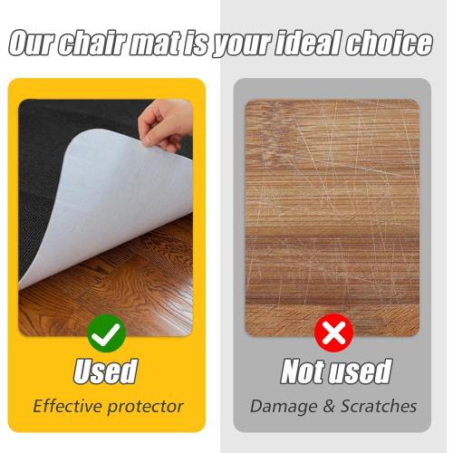 Sycoodeal Office Chair Mat for Hardwood Floor,Office Computer Gaming Chair Mat for Tile Floor,Large Floor Protector Rug,Anti-Slip,Easy to Clean,Pure Black