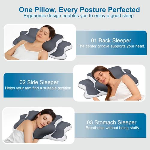 Cervical Pillow for Side Sleepers,Memory Foam Pillows for Neck and Shoulder Pain,Deep Sleep Pillows for Back Pain Sleeper, Dreamers Relief,Slumber,Stomach,Snoring Pillow (Almohadas Ortopédicas)