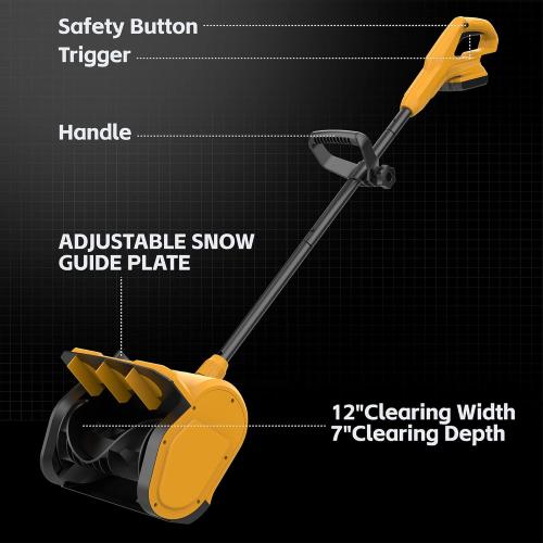 Cordless Snow Shovel Compatible with DeWalt 20V MAX Battery (NO Battery) 12 Wide & 7 Deep Cordless Snow Blower &10-Inch Polyurethane Auger, Directional Plate for Driveway, Side Walk