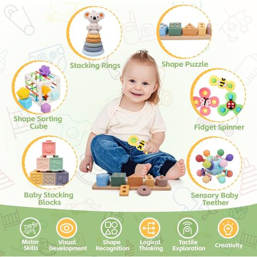 Montessori Baby Toys Set for 9-18 Months, Infant Sensory Toys Color Learning and Musical Enlightenment
