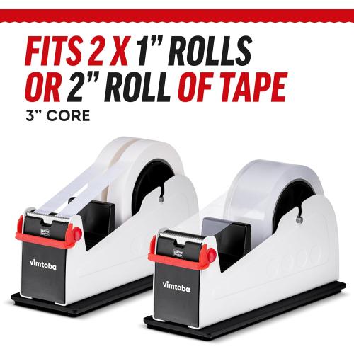 Heavy Duty 2-Inch Desktop Tape Dispenser, Dual Roll, Non-Slip Base