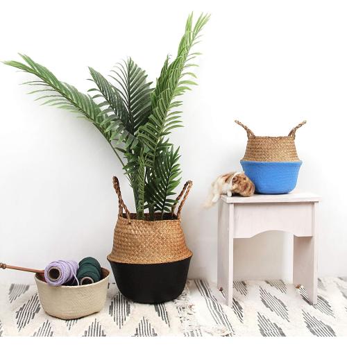 Woven Seagrass Belly Basket for Storage Plant Pot and Laundry, Picnic and Grocery Basket (Medium, Original)