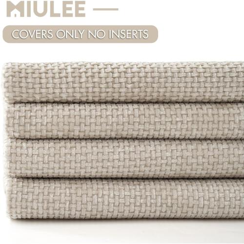 MIULEE Pack of 4 Couch Throw Pillow Covers 18x18 Inch Cream Soft Decorative Chenille Pillow Covers Farmhouse Accent Cushion Covers for Boho Home Decor Sofa Bedroom Living Room