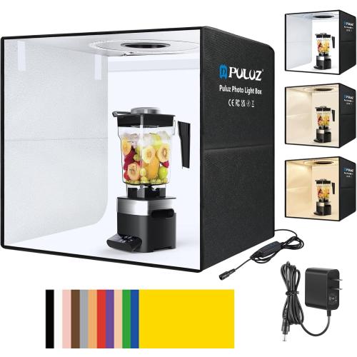 PULUZ Light Box Photography, 20x20 inch Portable Photo Studio Light Box, Professional Dimmable Quick Charge USB-C Photo Booth with 200 LED Lights & 12 Color Backdrops Photo Box for Product Photography