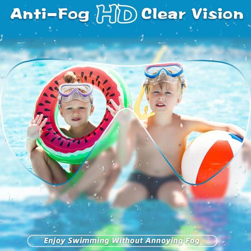 Freela Kids Swimming Goggles for 4-16 with Nose Cover, Anti-Fog No Leakage