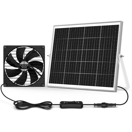 7.1 Large Solar Greenhouse Fan, 25W Solar Powered Vent Exhaust and Intake Chicken Coop Fan Outdoor Waterproof, 16.5 ft Cord, Strong Airflow for Shed Doghouse Cabin Ventilation Air Circulation