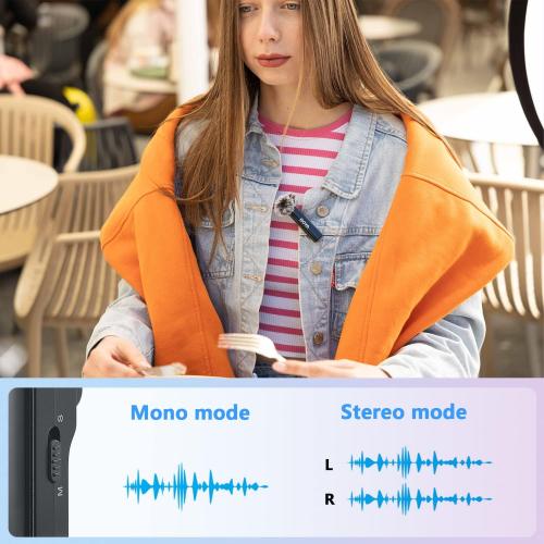 BOYA BOYALINK All-in-One Wireless Lavalier Microphone for iPhone Android DSLR Camera with Charging case, Noise Canceling, 2.4G Dual Channel Lapel Microphone System USB-C for Video Recording Vlogging