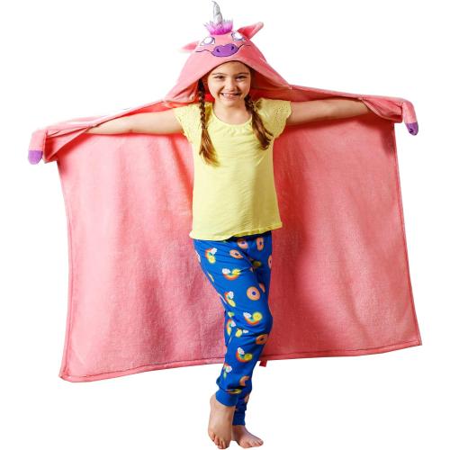 2021 Version Bright Eyes Blanket - Super Soft Blanket for Kids with LED Lights - Hooded Blanket, Robe, Comfy Throw Blanket, Unicorn; Warm Fuzzy Blanket, Animal Blanket, Machine Washable