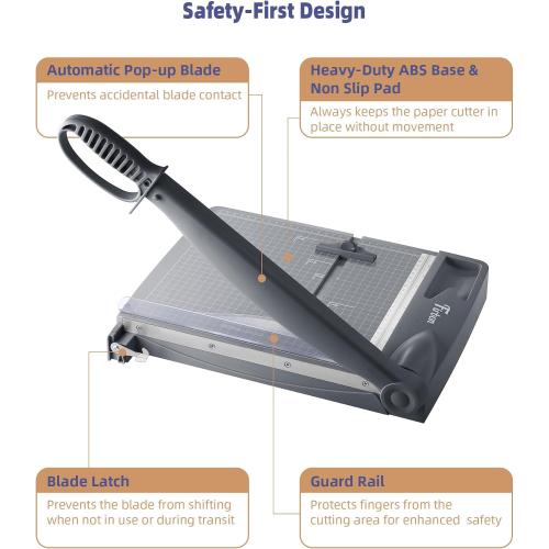 Firbon 12 Inch Guillotine Paper Cutter, Heavy-Duty Paper Trimmers, Gray | 30-Sheet Capacity | Inch &CM Scales | Paper, Cardstock & Photo Trimming | Scrapbooking Crafts | Office, Home & Studio Use
