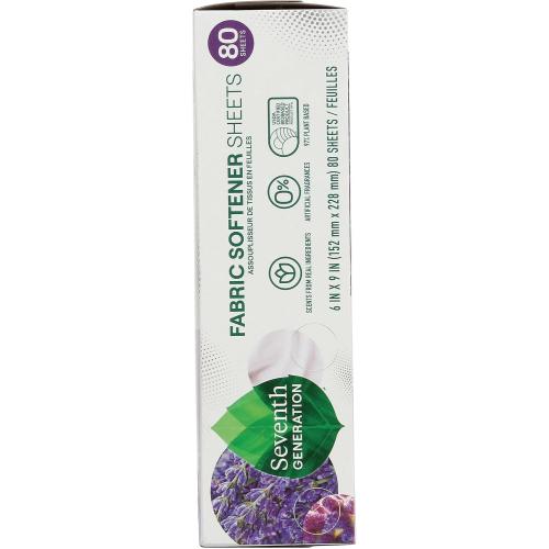 Seventh Generation, Fabric Softener Sheets Lavender, 80 Count