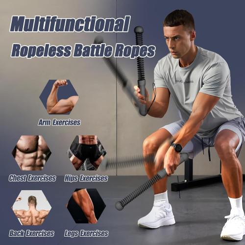 Weighted Ropeless Battle Ropes for Home Gym, Heavy Duty Portable Cordless Battle Ropes for Home and Outdoors，Workout Exercise Rope for Women and Men,2PCS