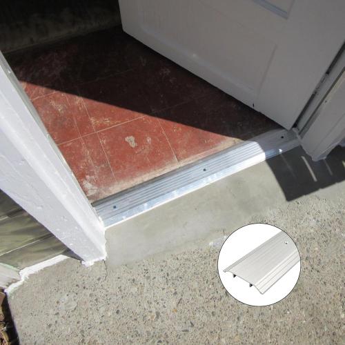 Heavy Duty Corrugated Aluminum Door Threshold for Exterior Doors- Door Saddle- Metal Flooring Transition Strip- Door Sill Extension- 4 W,1/2 H,35.43 L,Silver Anodized, Mill Finish,1Pc