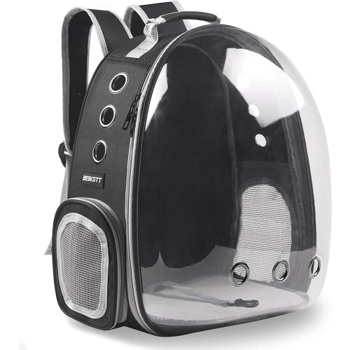 Cat Backpack Carriers, Dog Backpack, Pet Backpack for Small Cats Puppies Dogs Bunny, Airline-Approved Ventilate Transparent Bubble Backpack for Travel and Outdoor(Black)
