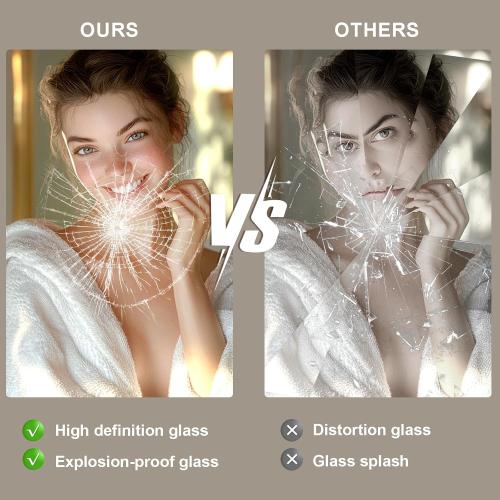 48x30 LED Bathroom Mirror with Lights, Brighter Backlit   Front Lit, Tempered Glass, Dimmable, Multiple Light Modes, Anti-Fog Lighted Bathroom Vanity Mirror for Wall, Memory Function