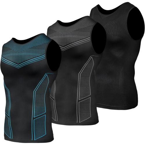 Odoland 3 Pack Men Large Compression Shirt, Tummy Control Slimming Undershirt Tank Top Men Body Shaper