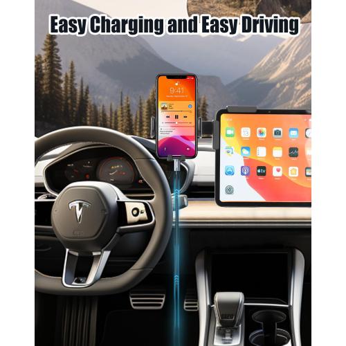 for Tesla Phone Mount, No Adhesive Required for Touchscreen, Universal Car Phone Holder for Tesla Model Y/3, Adjustable Angle and Length, Model Y Accessories 2026 Fits All Phones
