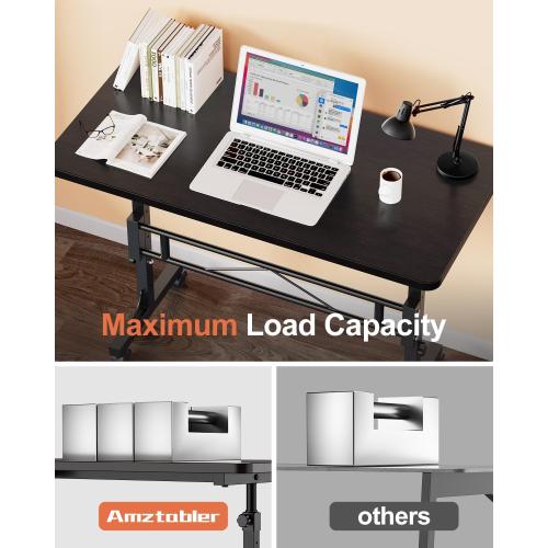 Small Standing Desk Adjustable Height, Mobile Stand Up Desk with Wheels, 32 Inch Portable Rolling Desks for Walking Pad Treadmill Black