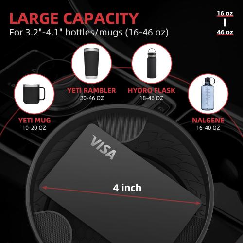 DYLEN Car Cup Holder Expander, Cup Holder Extender Adapter for Car with Expandable Insert, Compatible with Yeti 20/26/30oz, Hydroflask 32/40oz, Large Water Bottles in 3.0-4.1
