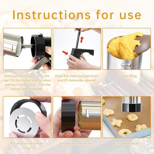 Stainless Steel Cookies Press,Cookie Press Gun Kit with 13 Cookie Discs and 8 Piping Tips for DIY Christmas Cookies Maker