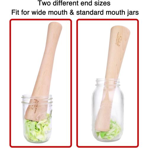 12 SOLIGT Sauerkraut Pounder for Mason Jars Vegetable Fermentation- One Piece of Solid Wood